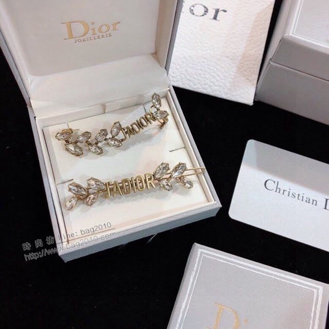Dior飾品 迪奧經典熱銷款單邊耳釘 DIOR馬眼系列葉子鑽石元素髮夾  zgd1353